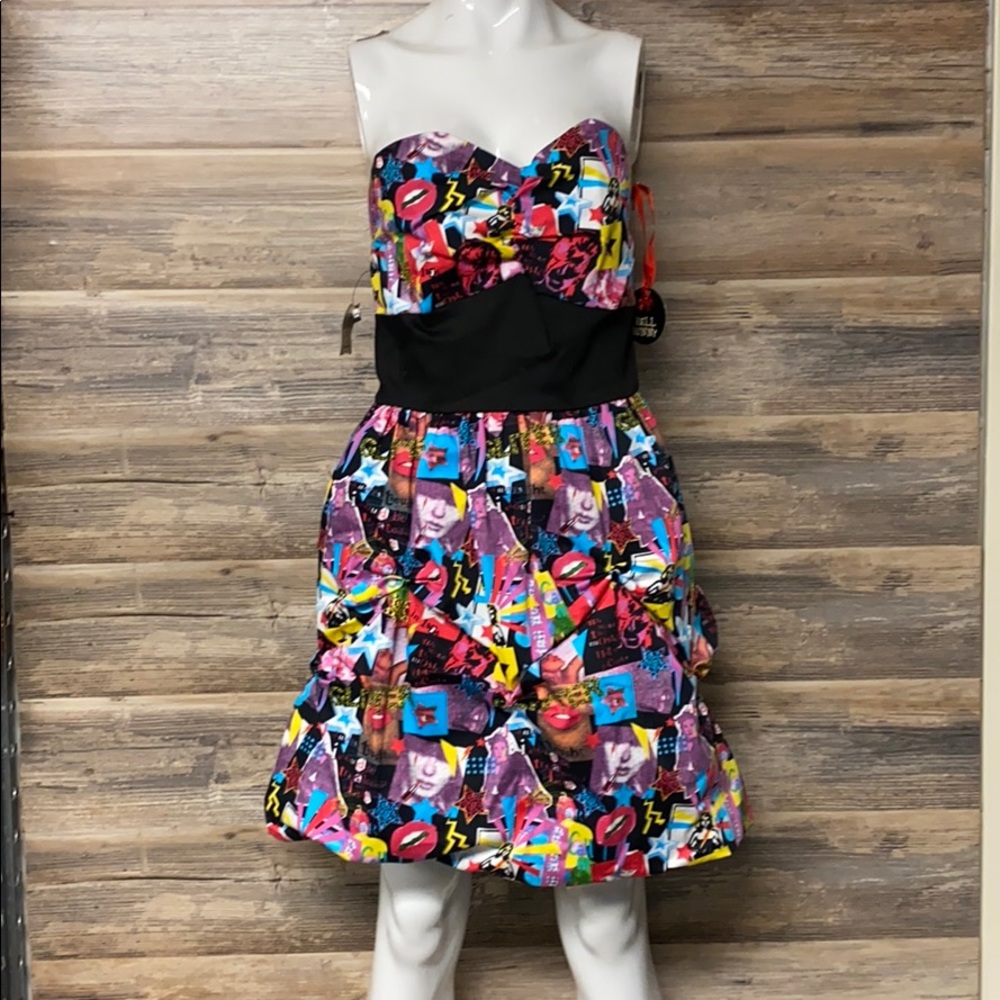 Hell Bunny 80's Gossip Strapless Dress NWT G1